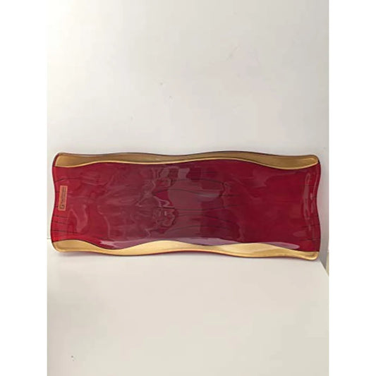 Nachtmann piatto rettangolare cristallo rosso e oro design tavola