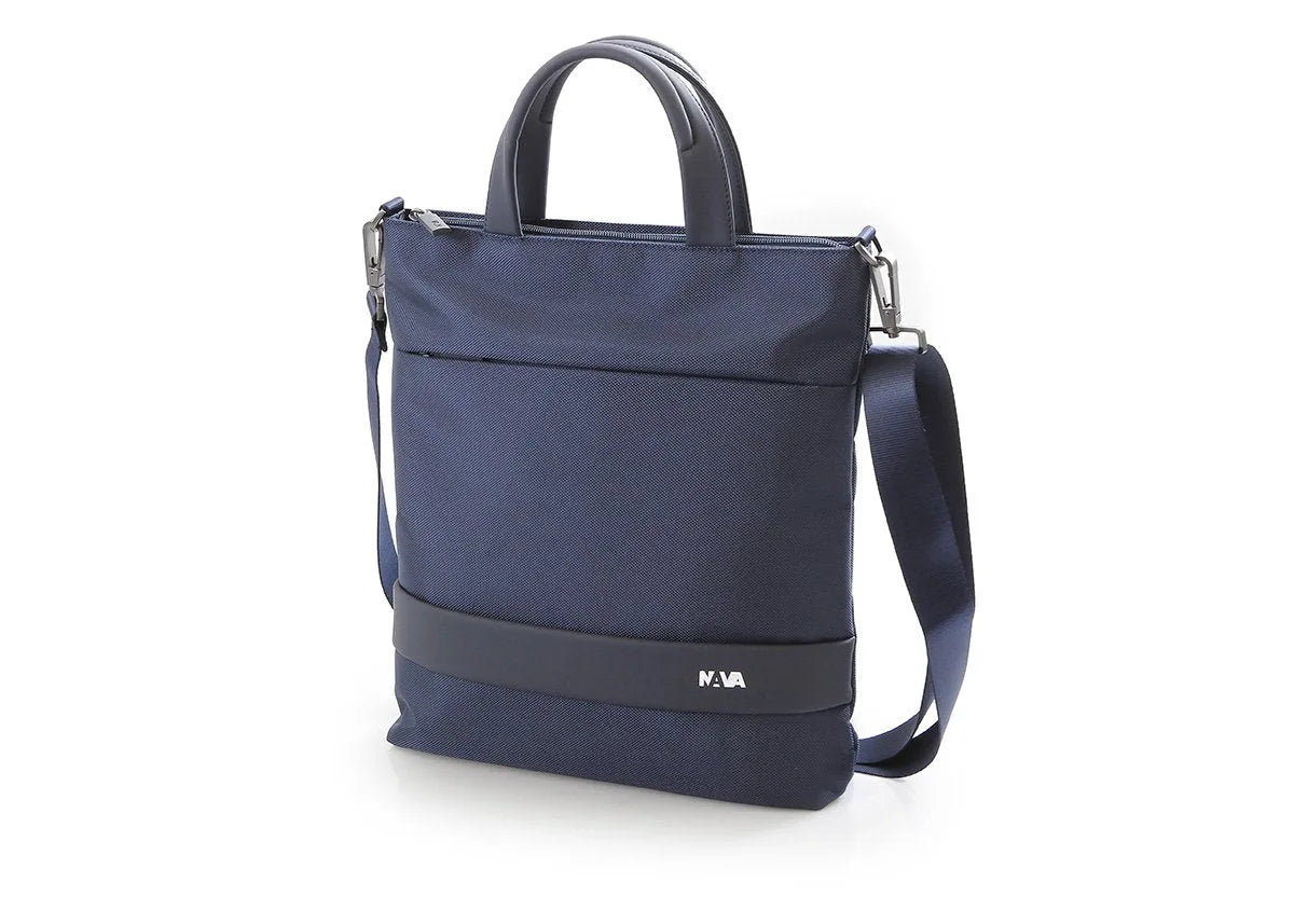 Il mio negozio - Nava Tote bag blu scuro in poliestere antigraffio con manici in PU e tracolla amovibile