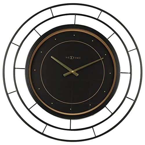 NeXtime Fancy orologio da parete 70cm metallo nero con dettagli dorati