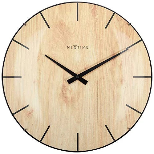 NeXtime Edge Wood Dome orologio da parete 35cm vetro e legno naturale movimento silenzioso