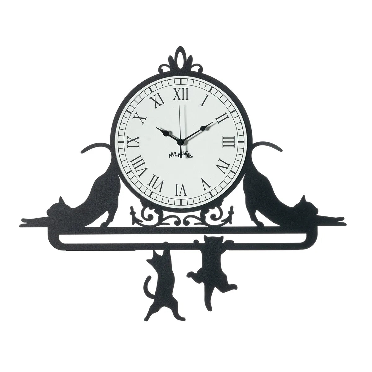 Arti & Mestieri orologio da parete Cattitude quadrante bianco cifre romane design italiano