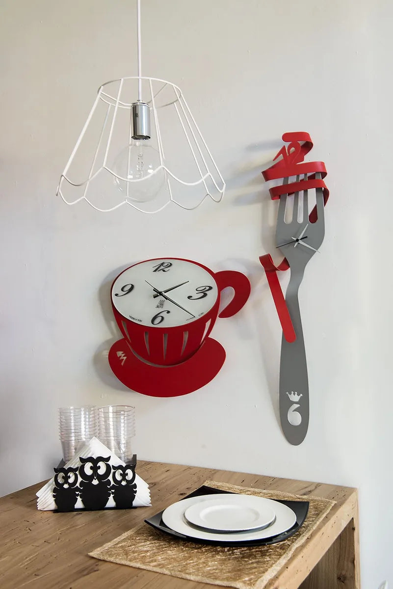 Arti & Mestieri orologio da parete Italy-Italy ferro design forchetta Alluminio Rosso Nero Giallo cucina italiana