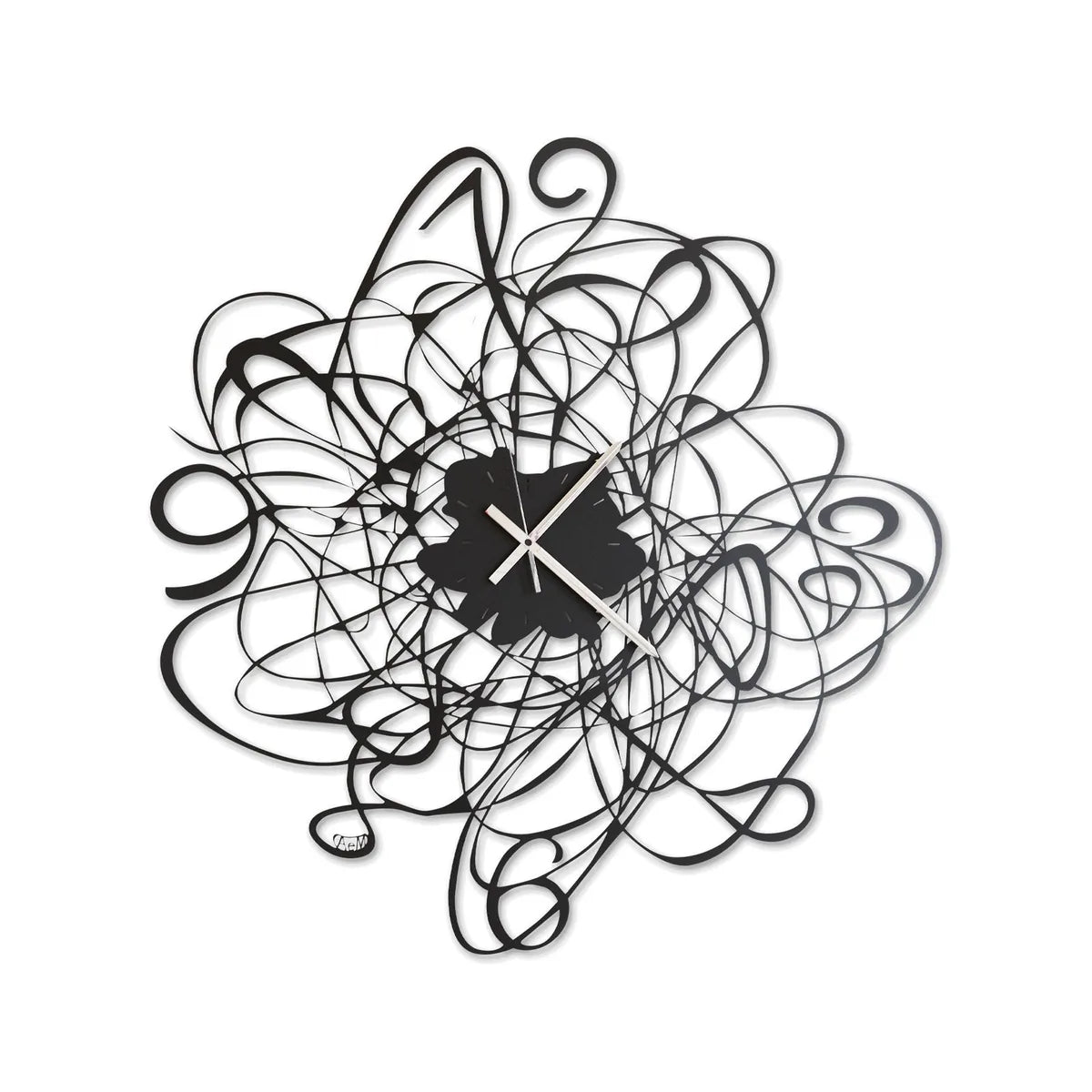 Arti & Mestieri orologio da parete design intreccio Doodle ferro nero rosso 58 cm