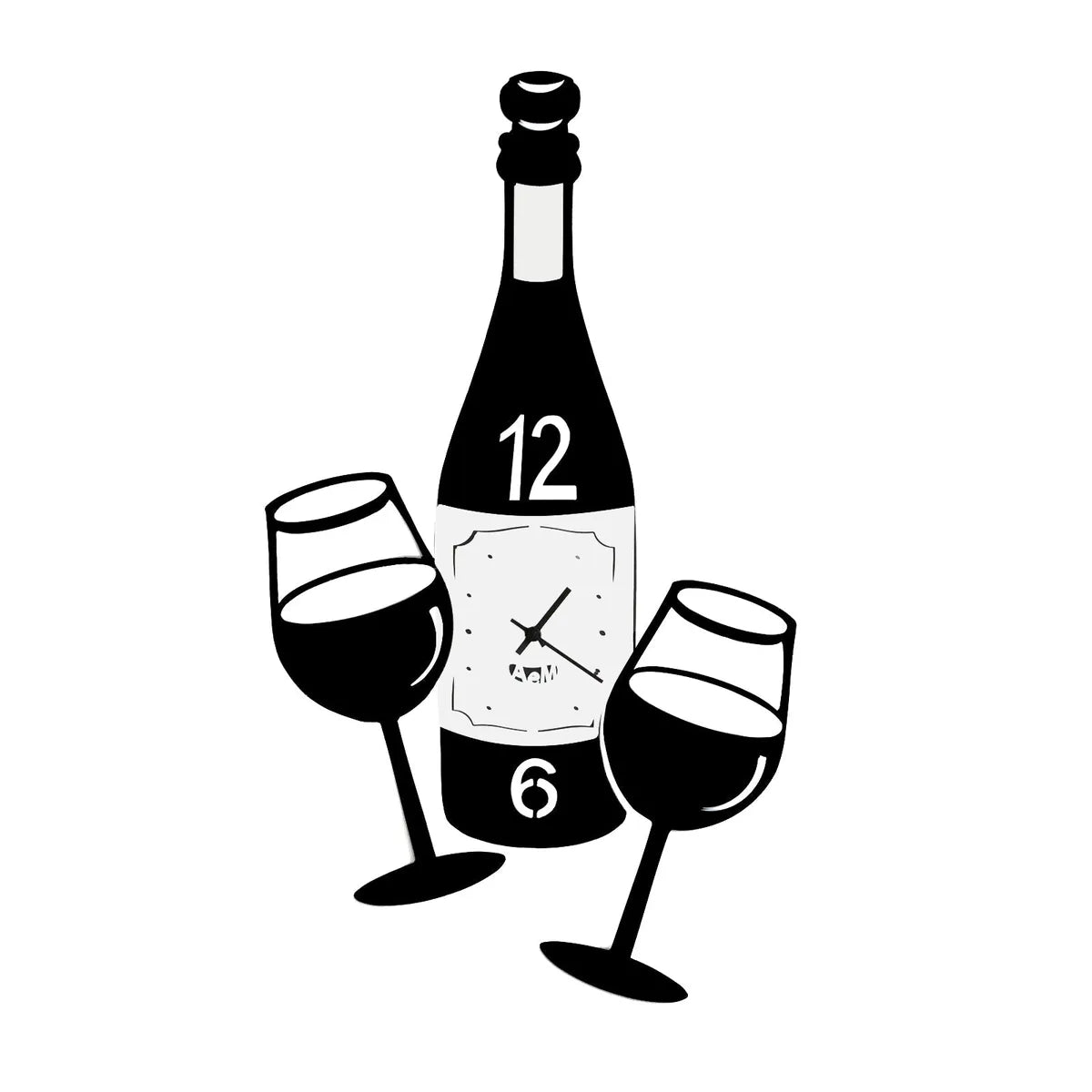 Arti & Mestieri Orologio Da Parete Cin Cin design bottiglia vino bicchieri legno Made in Italy