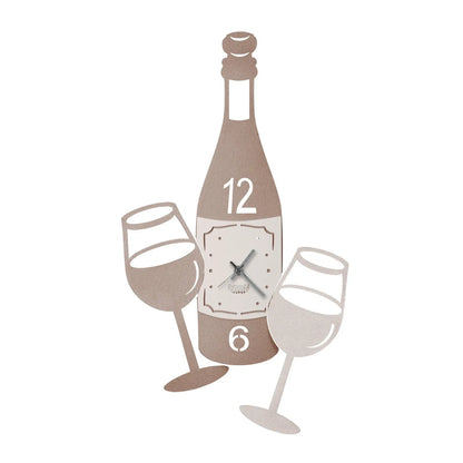 Arti & Mestieri Orologio Da Parete Cin Cin design bottiglia vino bicchieri legno Made in Italy