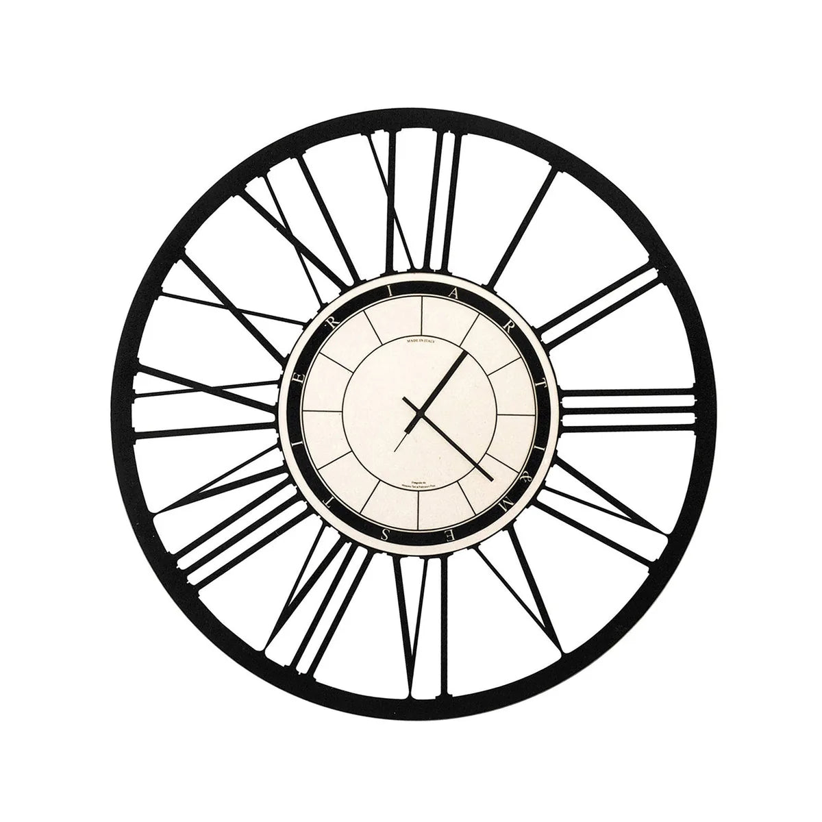 Arti & Mestieri Orologio Da Parete Design Numeri Romani ferro Alluminio e Nero
