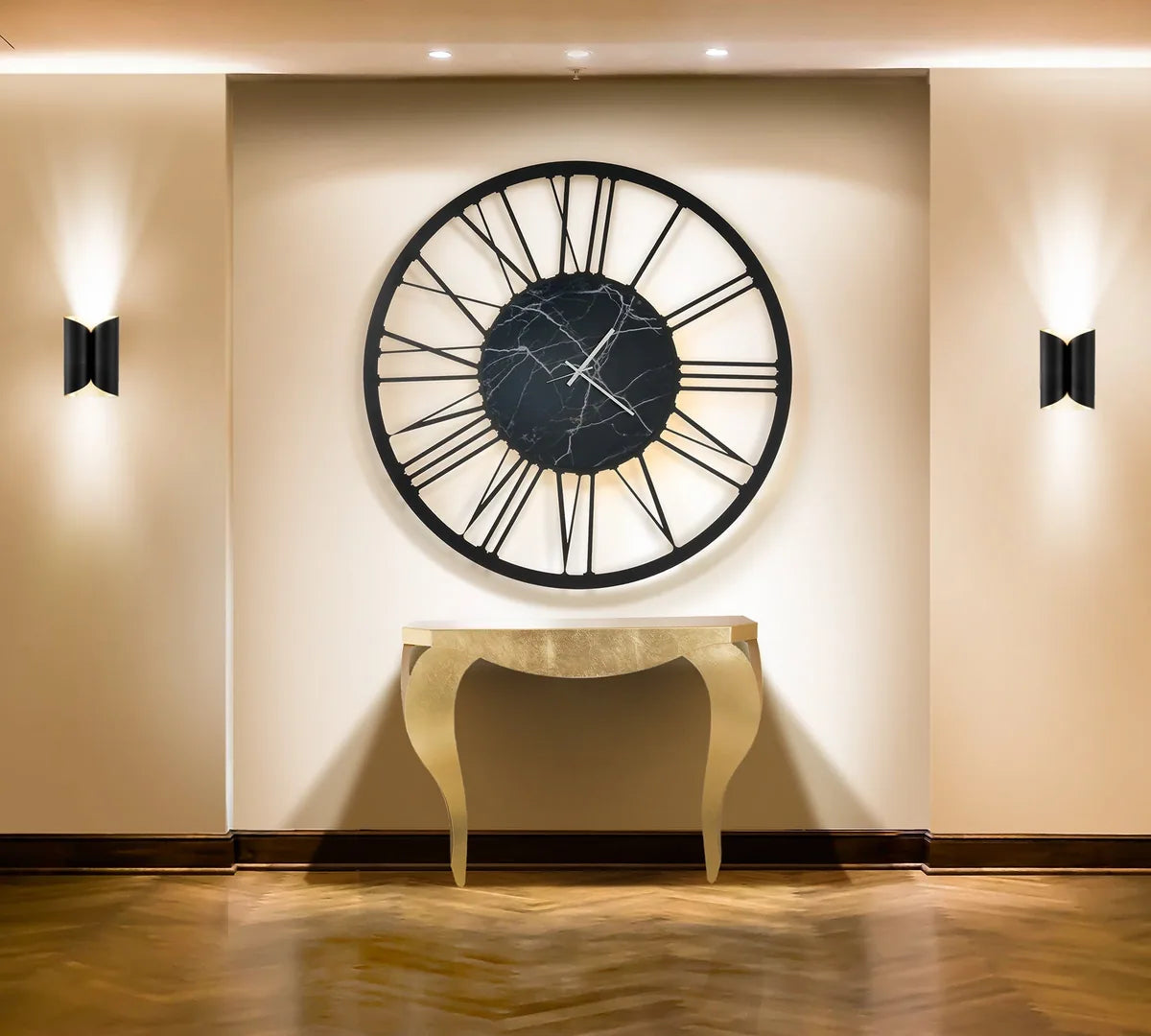 Arti & Mestieri orologio da parete Big 140 design ferro effetto marmo numeri romani Bronzo Nero