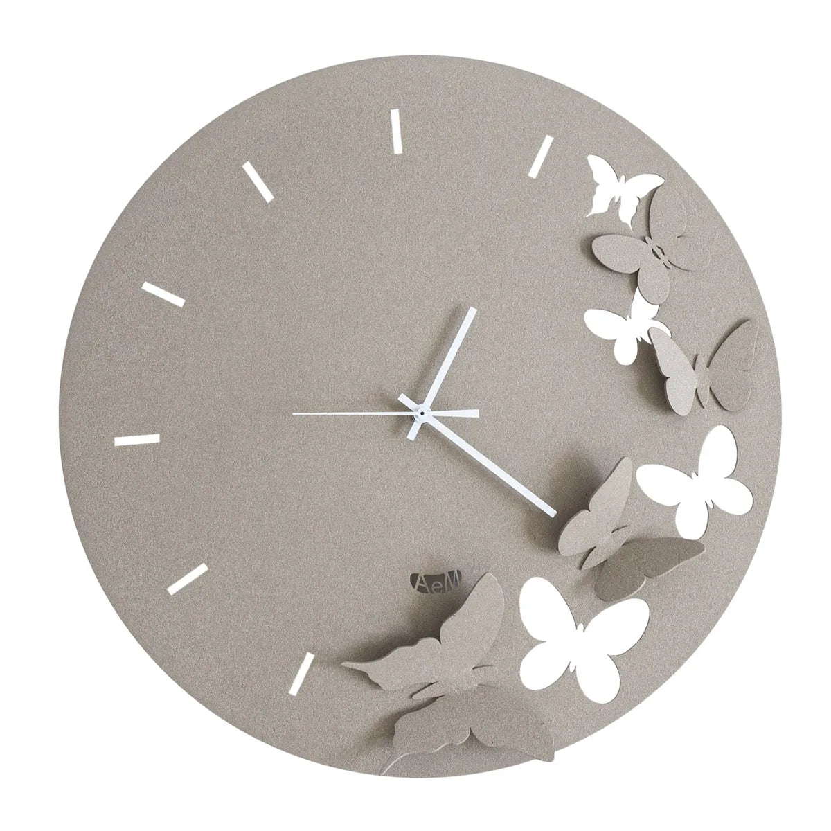 Arti & Mestieri orologio da parete Butterfly Spring design farfalle legno diametro 40 cm Ardesia Beige Bianco
