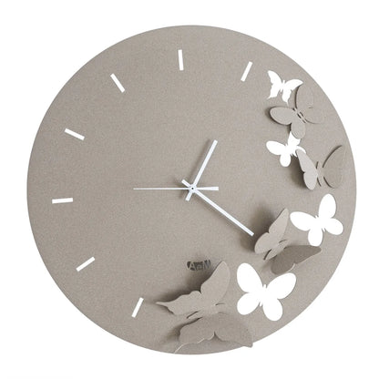 Arti & Mestieri orologio da parete Butterfly Spring design farfalle legno diametro 40 cm Ardesia Beige Bianco