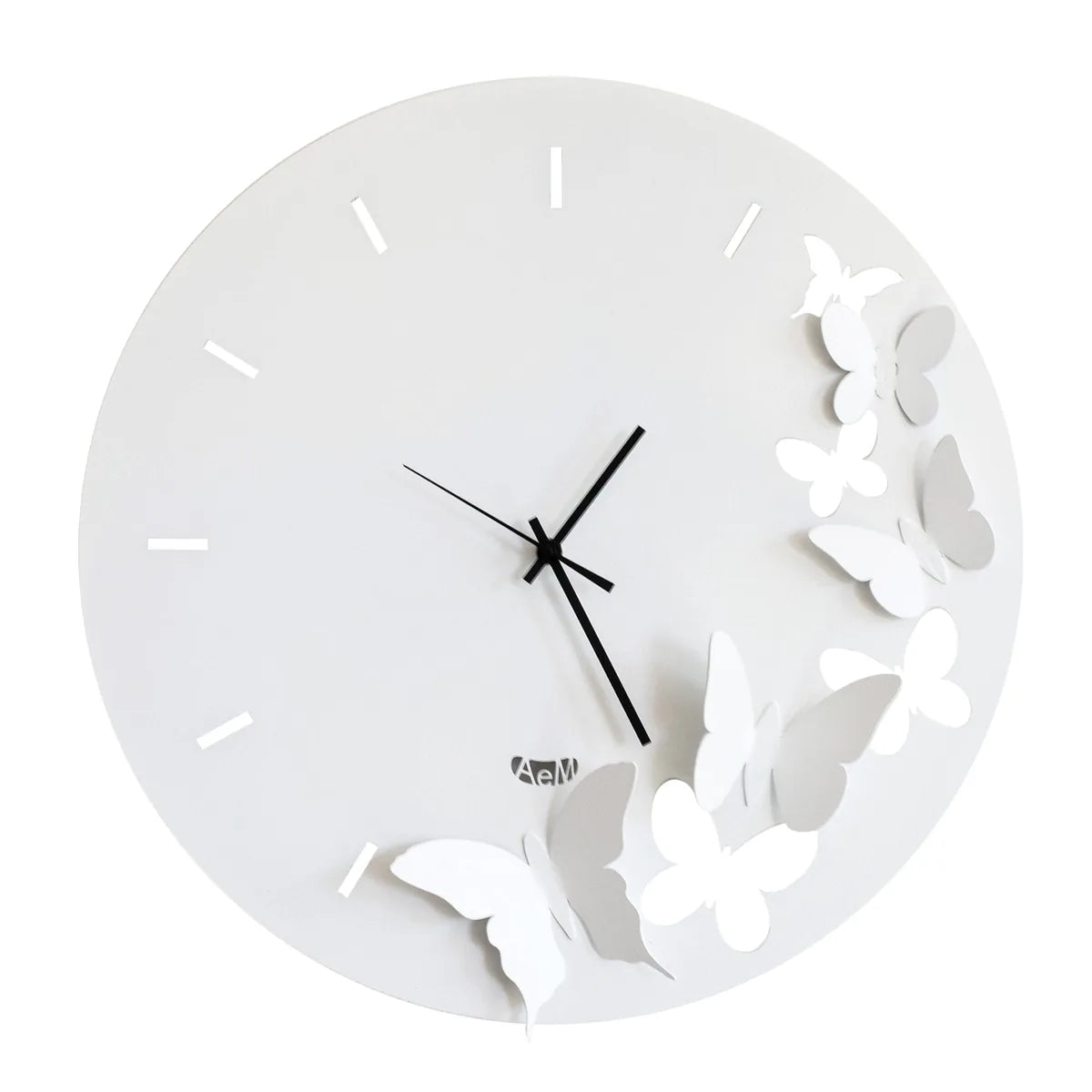 Arti & Mestieri orologio da parete Butterfly Spring design farfalle legno diametro 40 cm Ardesia Beige Bianco