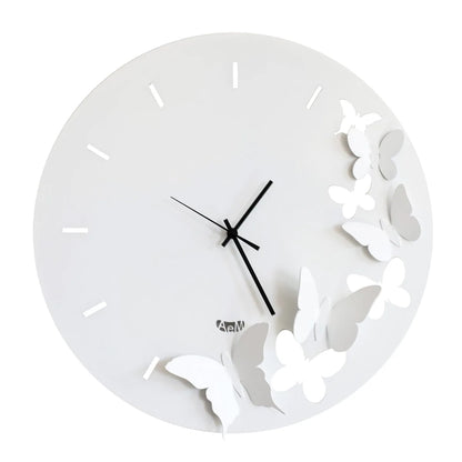 Arti & Mestieri orologio da parete Butterfly Spring design farfalle legno diametro 40 cm Ardesia Beige Bianco