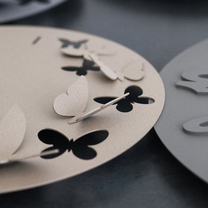 Arti & Mestieri orologio da parete Butterfly Spring design farfalle legno diametro 40 cm Ardesia Beige Bianco