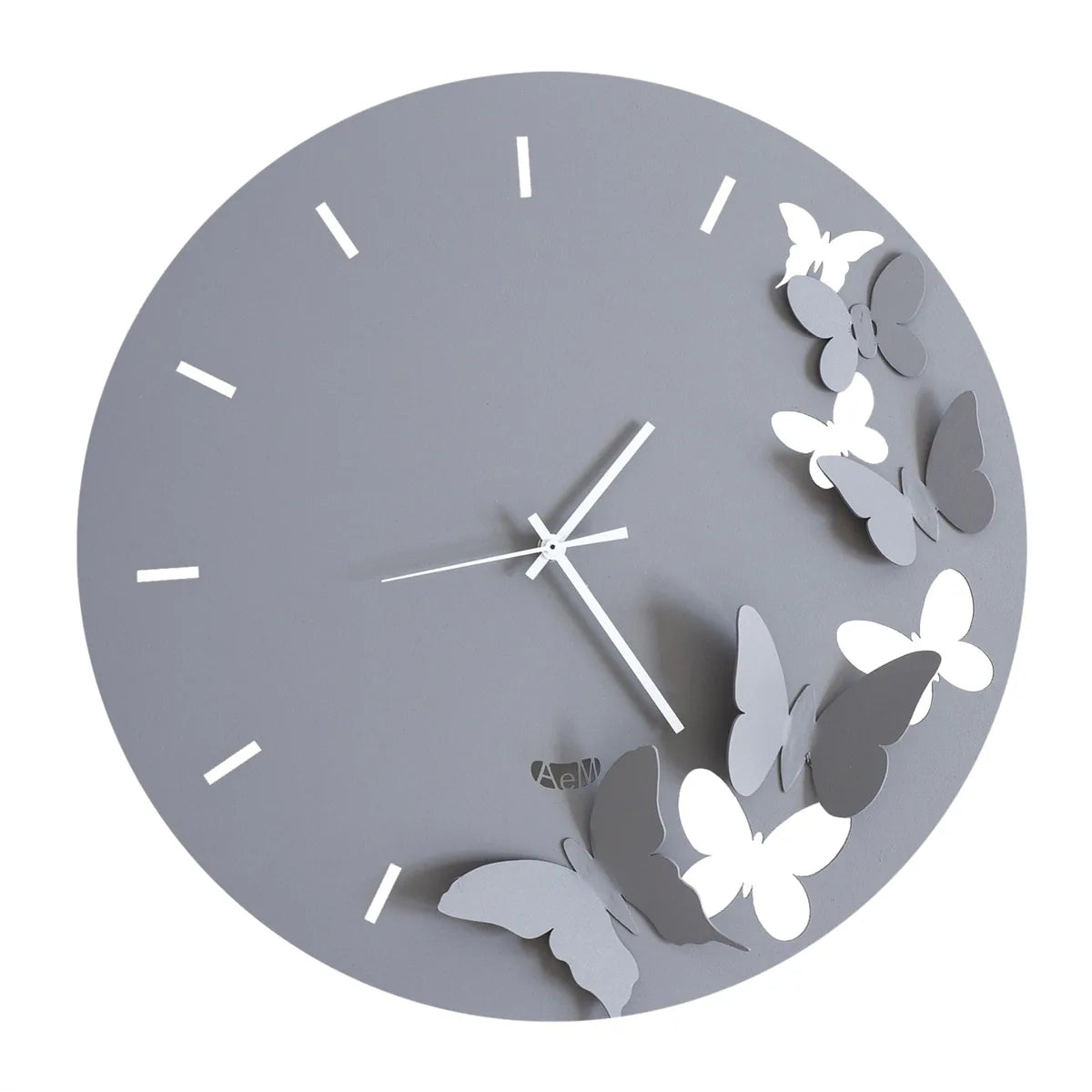 Arti & Mestieri orologio da parete Butterfly Spring design farfalle legno diametro 40 cm Ardesia Beige Bianco