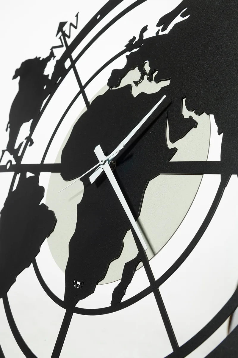 Arti & Mestieri orologio da parete Planisfero piccolo design italiano avorio fango nero sabbia bronzo