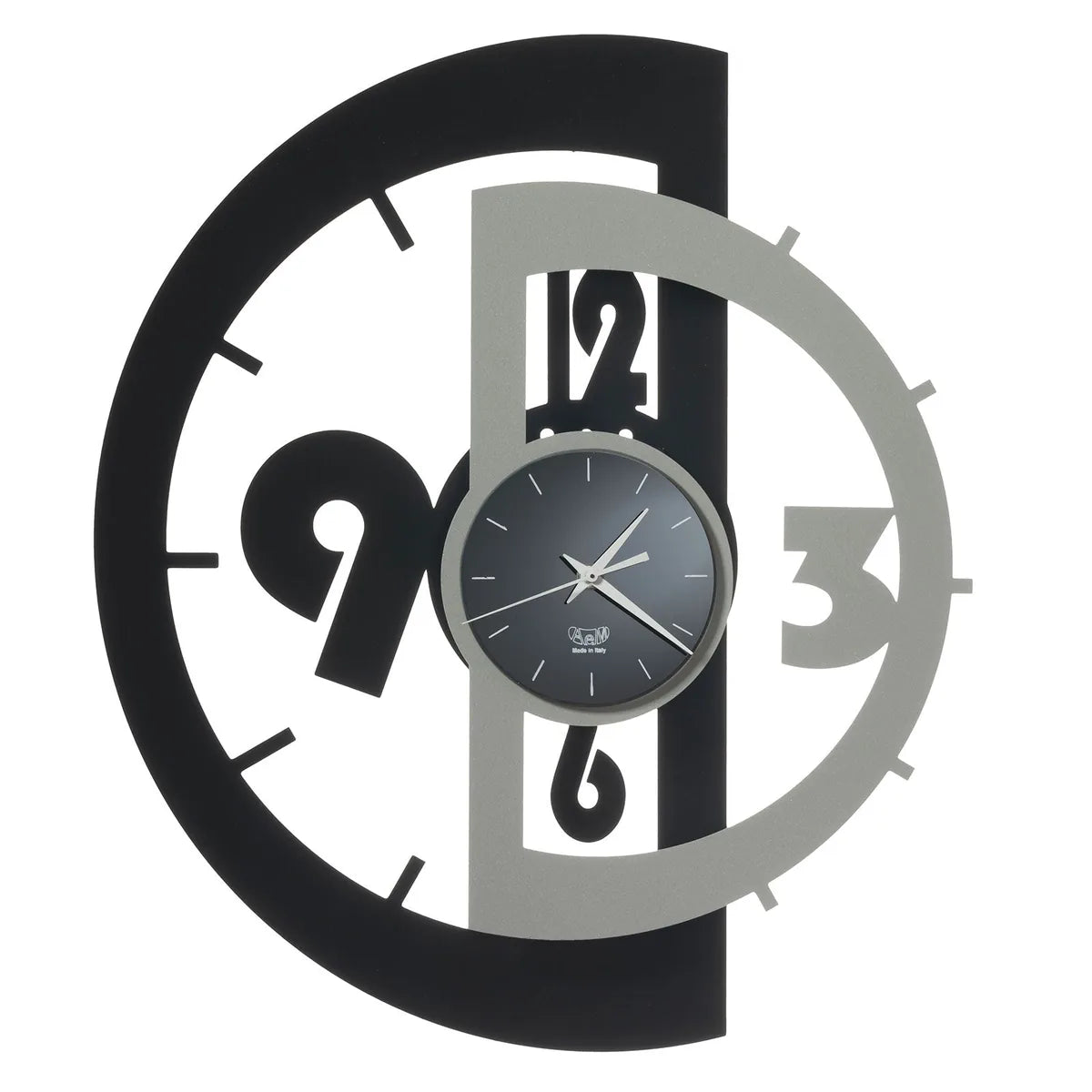 Arti & Mestieri orologio da parete Victor ferro design mezze lune Sabbia Avorio Nero Alluminio