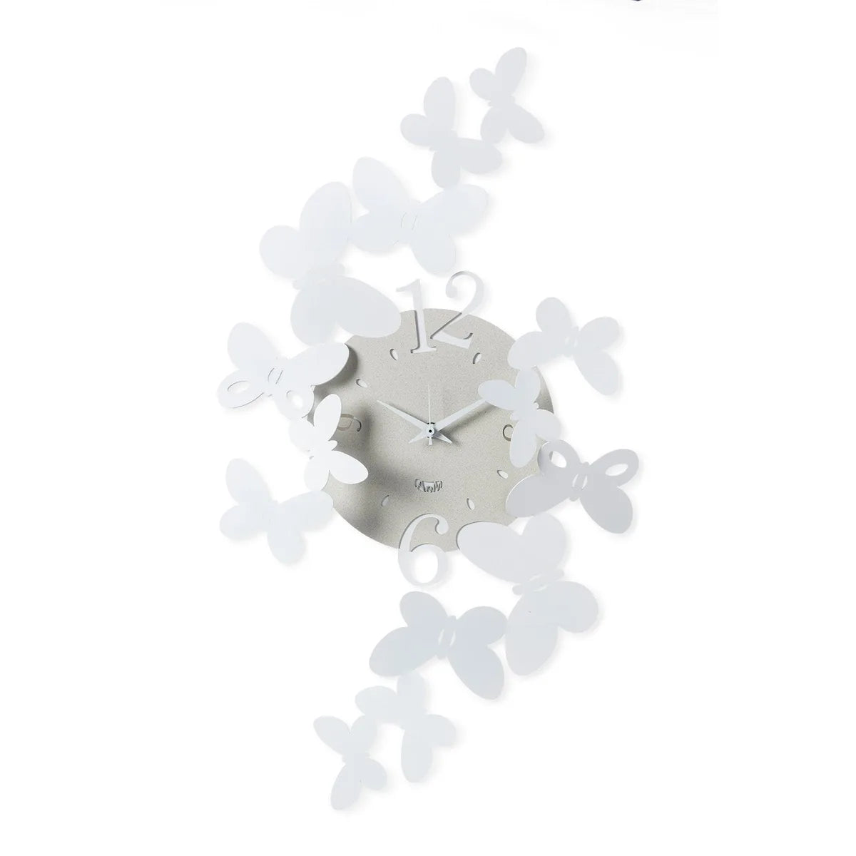 Arti & Mestieri Orologio da parete Papillon piccolo ferro farfalle Bianco Beige design italiano