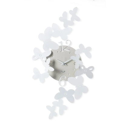 Arti & Mestieri Orologio da parete Papillon piccolo ferro farfalle Bianco Beige design italiano