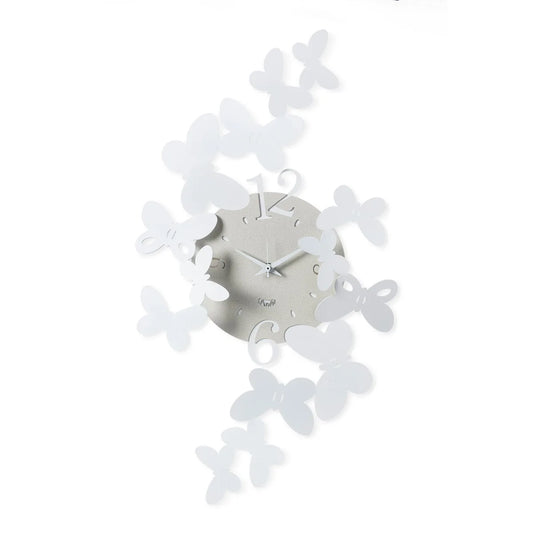 Arti & Mestieri Orologio da parete Papillon piccolo ferro farfalle Bianco Beige design italiano