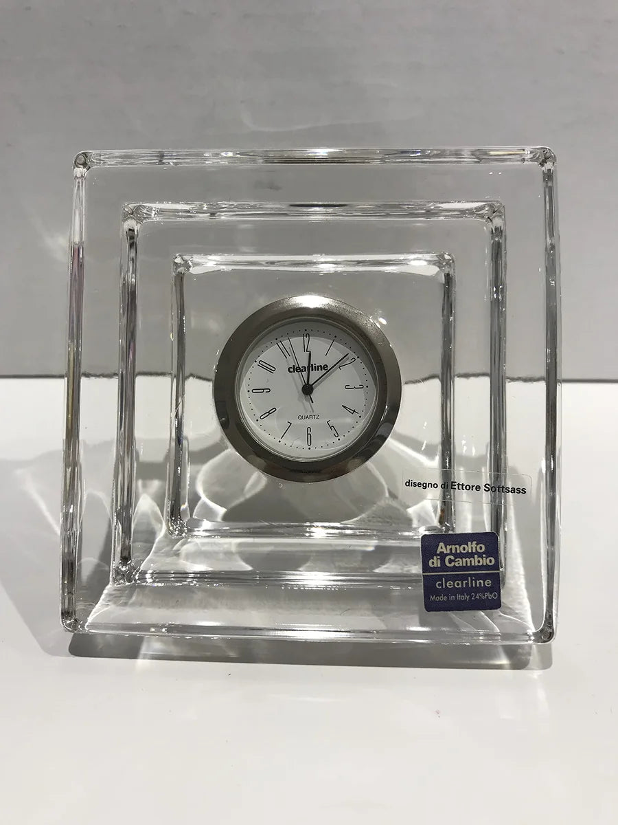 Arnolfo Di Cambio orologio in cristallo 10x10 Ettore Sottsass design