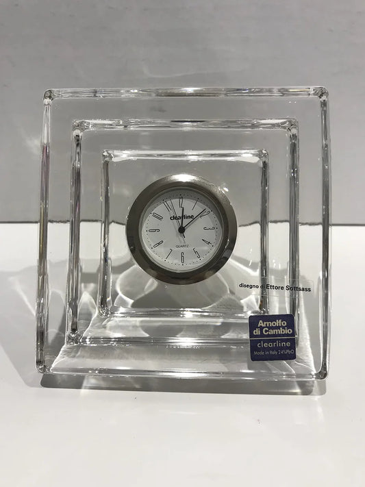 Arnolfo Di Cambio orologio in cristallo 10x10 Ettore Sottsass design