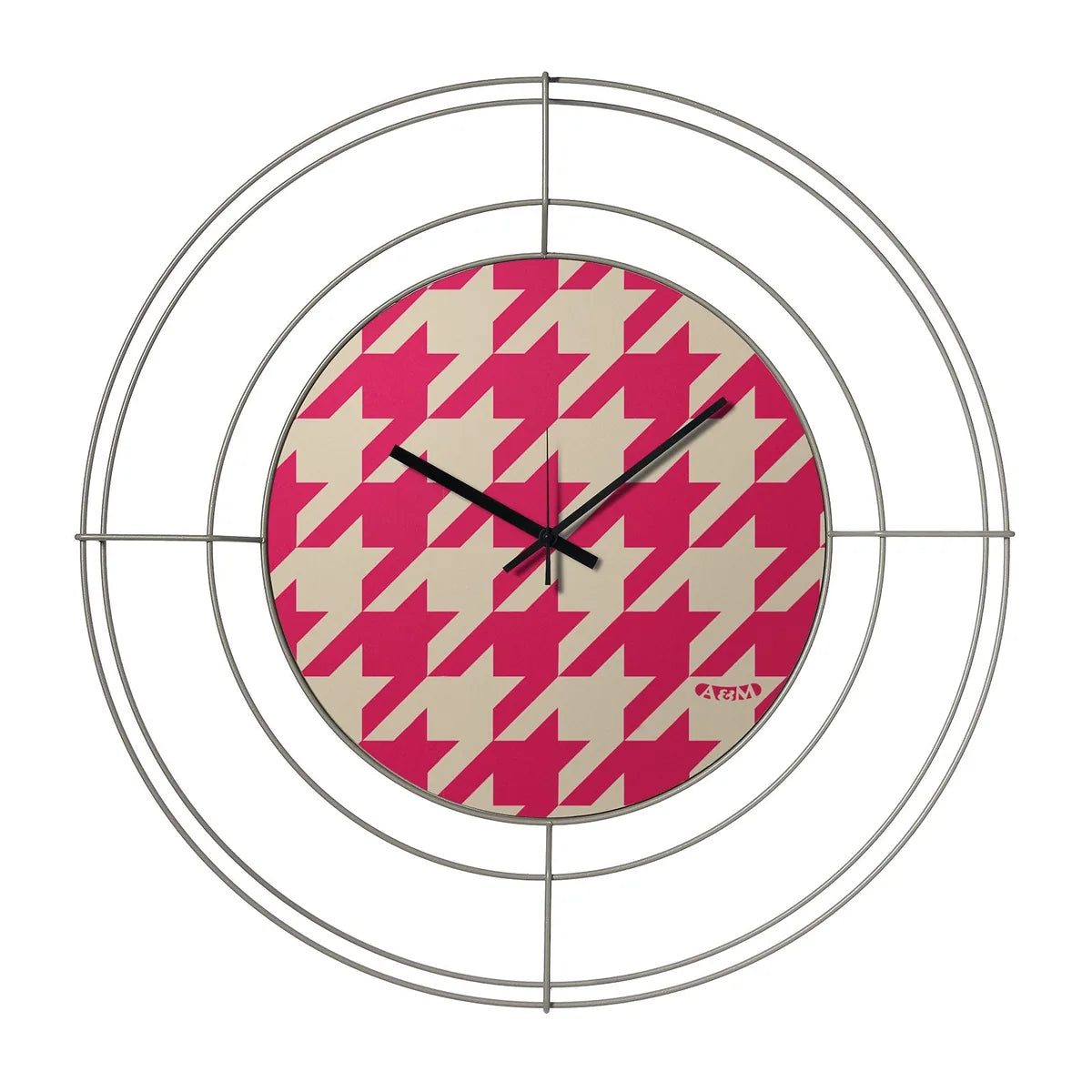 Arti & Mestieri orologio parete design Nudo Pied de Poule magenta ferro 50 cm