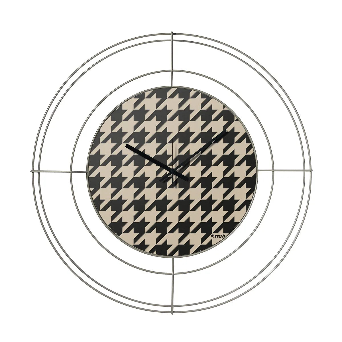 Arti & Mestieri orologio parete design Nudo piccolo Pied de Poule nero ferro 50cm