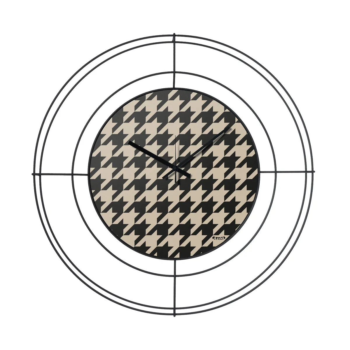 Arti & Mestieri orologio parete design Nudo piccolo Pied de Poule nero ferro 50cm