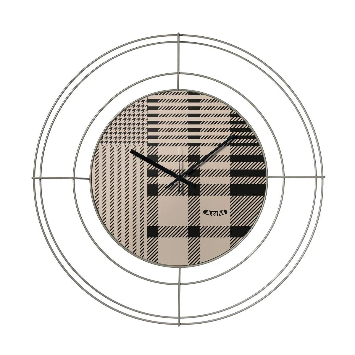 Arti & Mestieri Orologio da parete Nudo Piccolo Tartan in ferro, nero/tartan