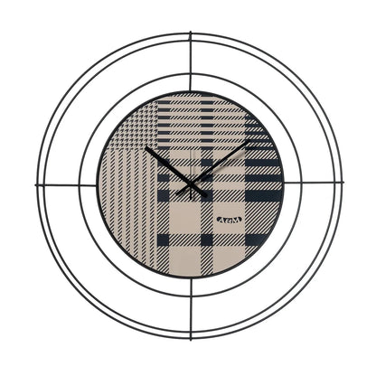 Arti & Mestieri Orologio da parete Nudo Piccolo Tartan in ferro, nero/tartan