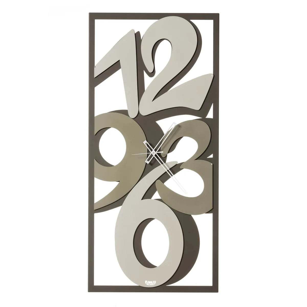 Arti & Mestieri orologio da parete moderno Vision con numeri in evidenza, design rettangolare nero