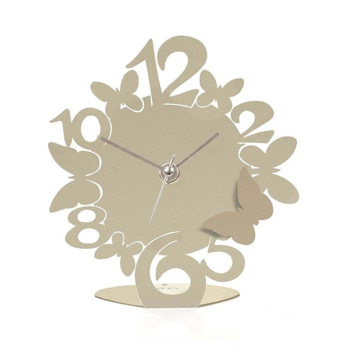 Arti & Mestieri Orologio Sciame Farfalla in ferro, design farfalle, colore Bianco e Sabbia