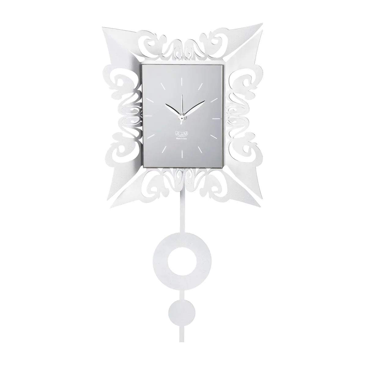 Arti & Mestieri orologio a pendolo da parete Vanity in ferro, colori oro laccato, fango, sabbia e bianco marmo