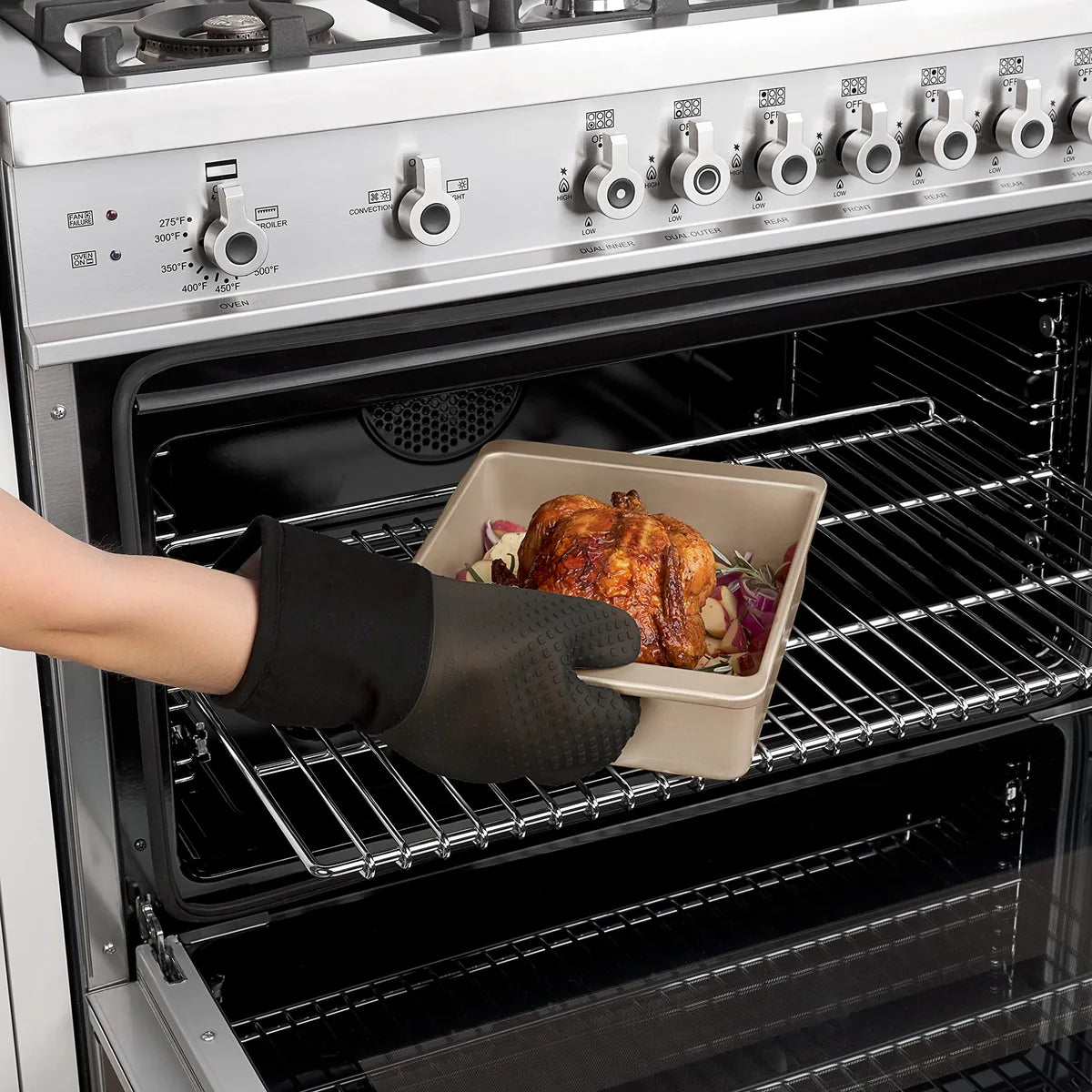 OXO Guanto da Forno in Silicone con motivo a rombi antiscivolo, 33 cm