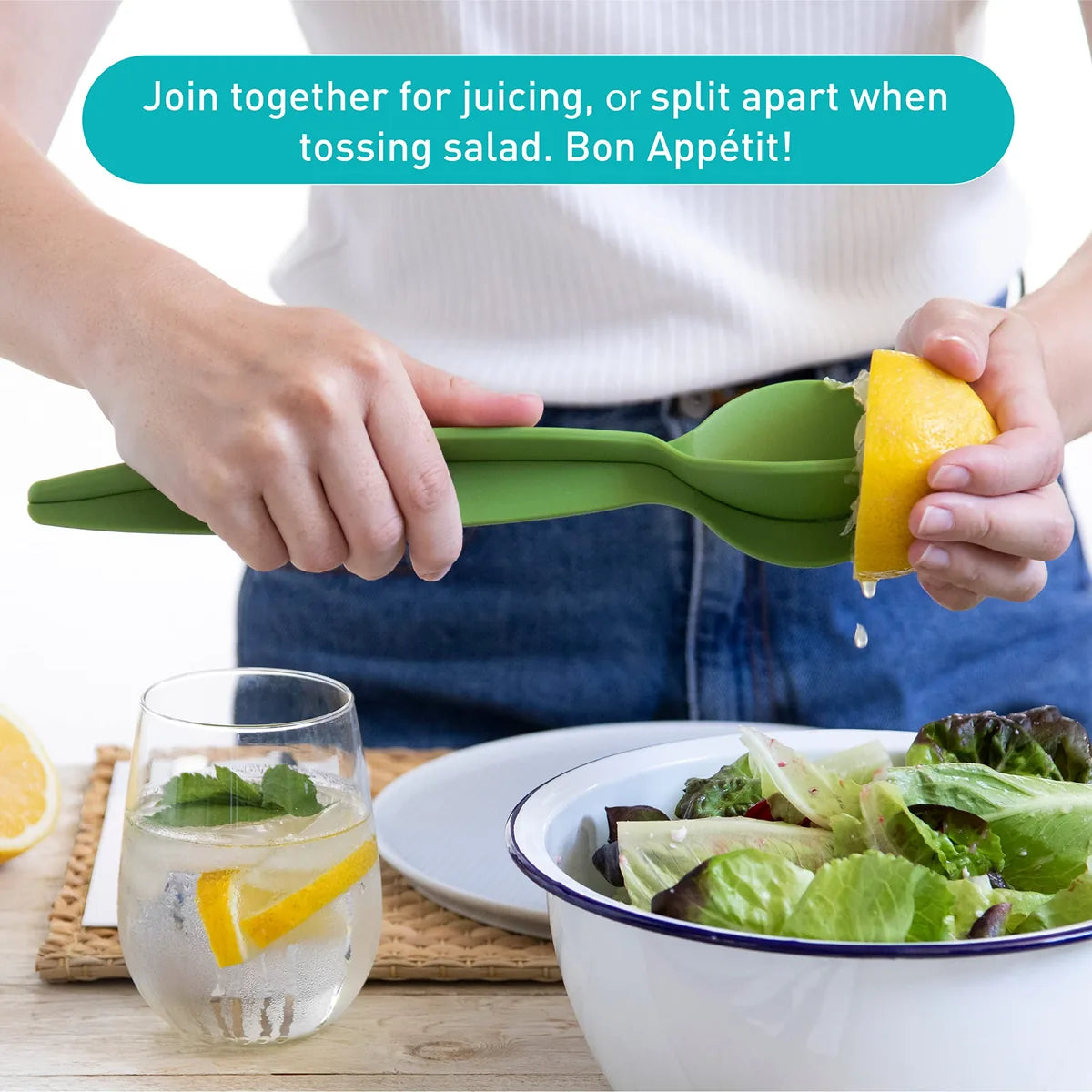 Peleg Design posate insalata 2 in 1 acciaio colore verde - spremiagrumi da cucina