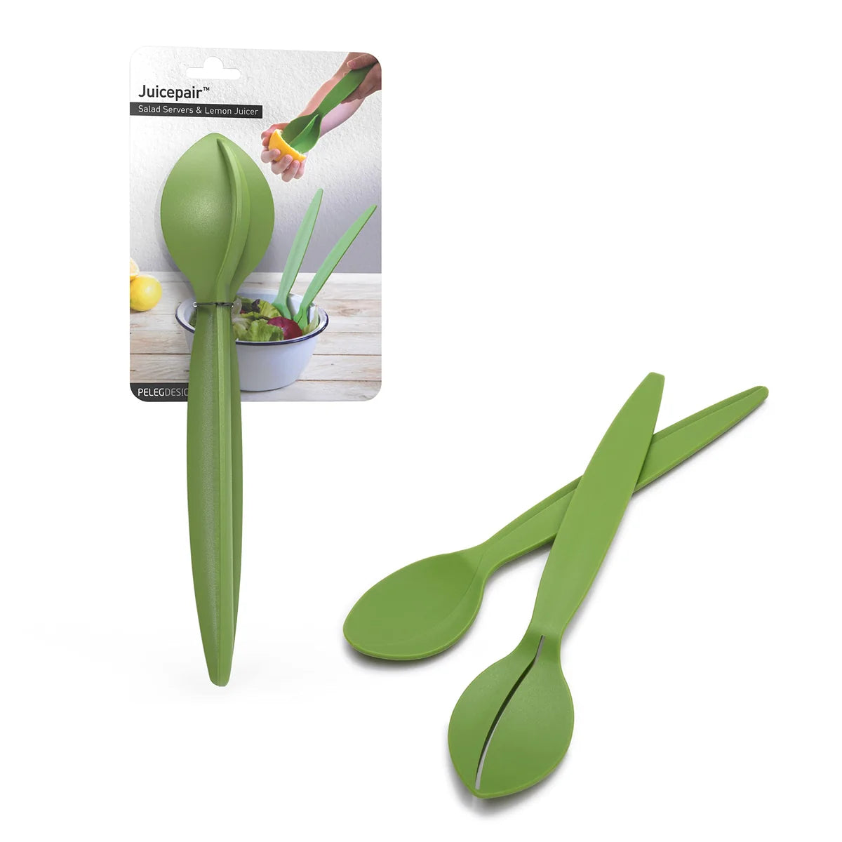 Peleg Design posate insalata 2 in 1 acciaio colore verde - spremiagrumi da cucina