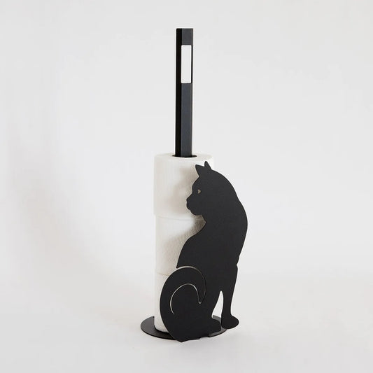 Arti & Mestieri porta rotolo carta igienica Gatto in ferro colore terra - design italiano
