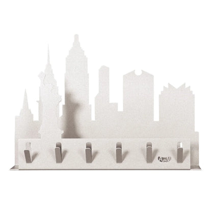 Arti & Mestieri Portachiavi moderno da parete New York ferro Alluminio Nero con skyline