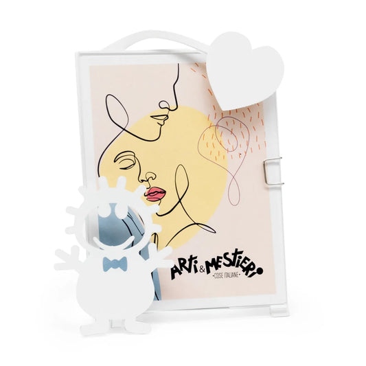 Arti & Mestieri Bomboniera Battesimo Moderna Portafoto Bibino con sagoma bimbo e cuore