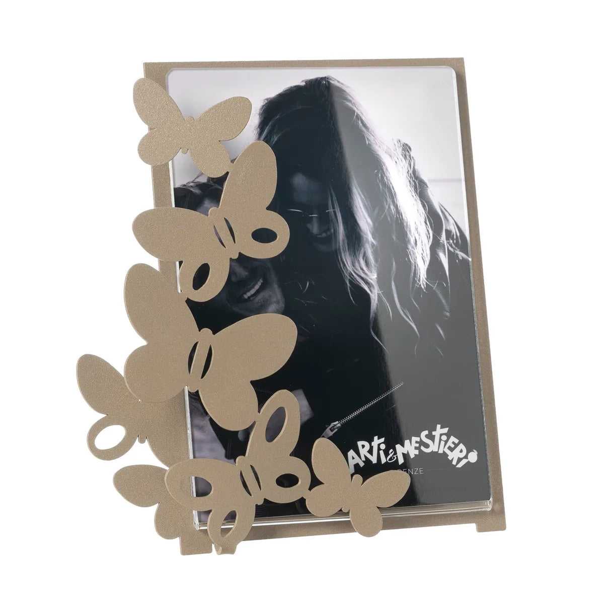 Arti & Mestieri Portafoto Design Butterfly Grande ferro Beige Bianco 24x26 cm