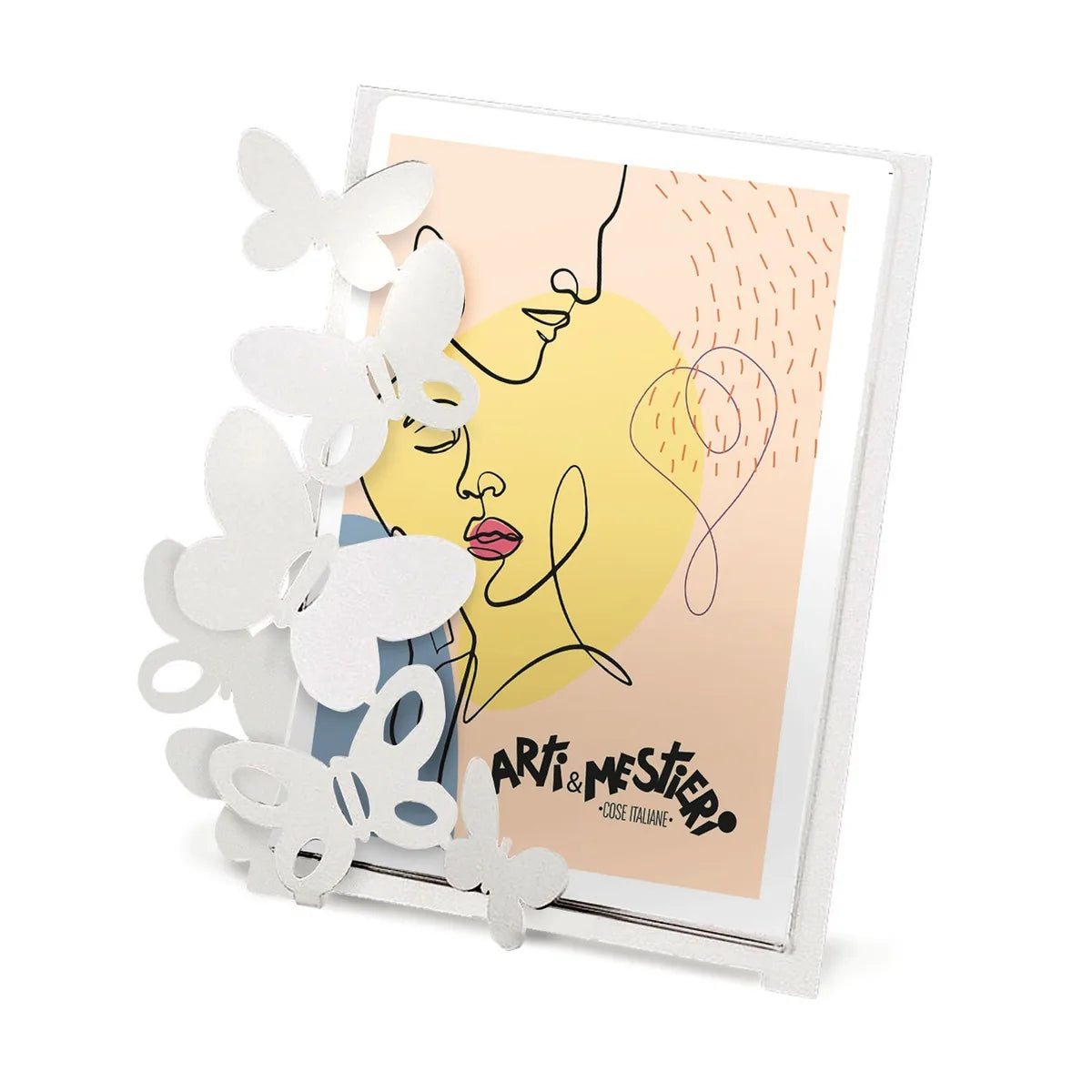 Arti & Mestieri portafoto design Butterfly piccolo ferro farfalle Beige Bianco