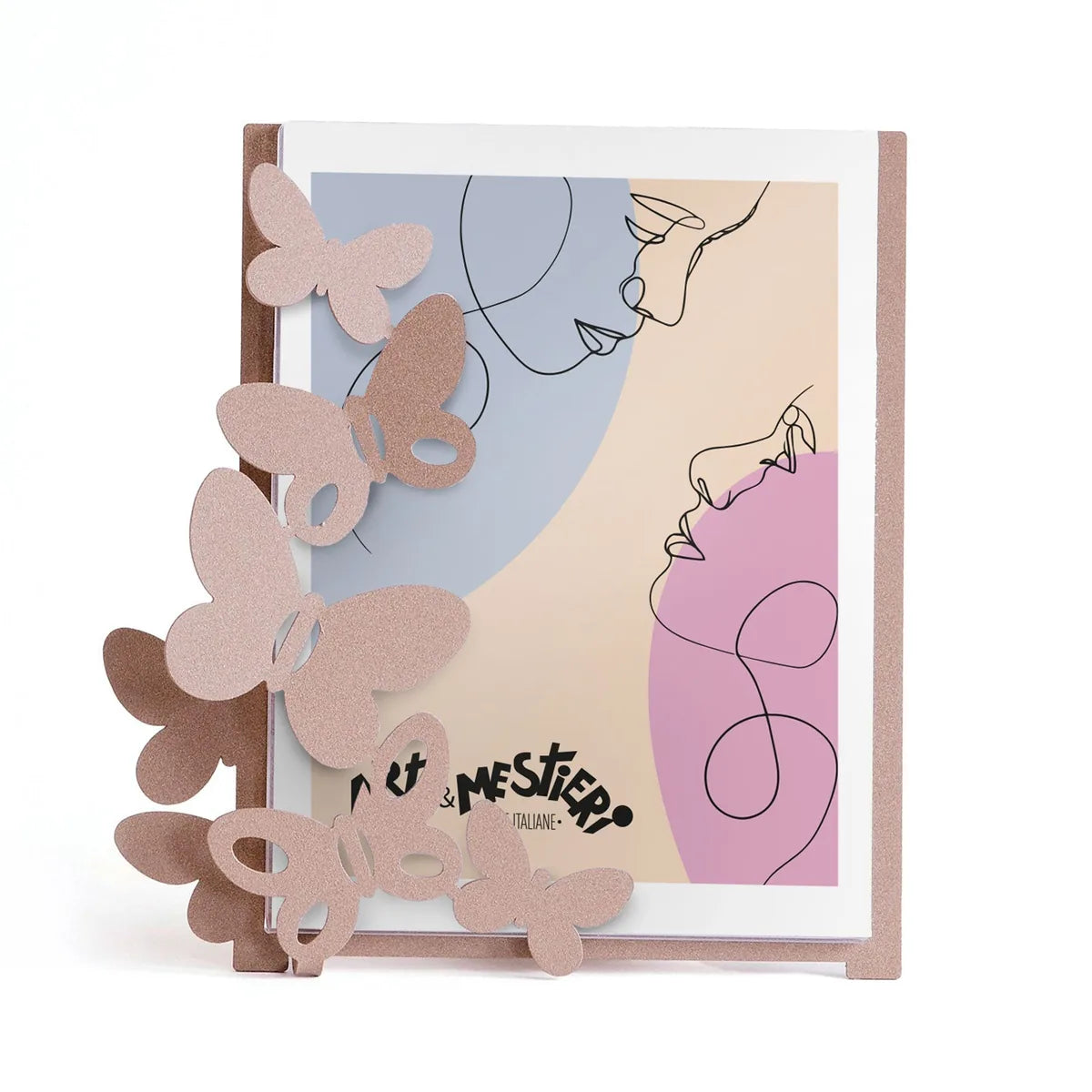 Arti & Mestieri portafoto design Butterfly piccolo ferro farfalle Beige Bianco