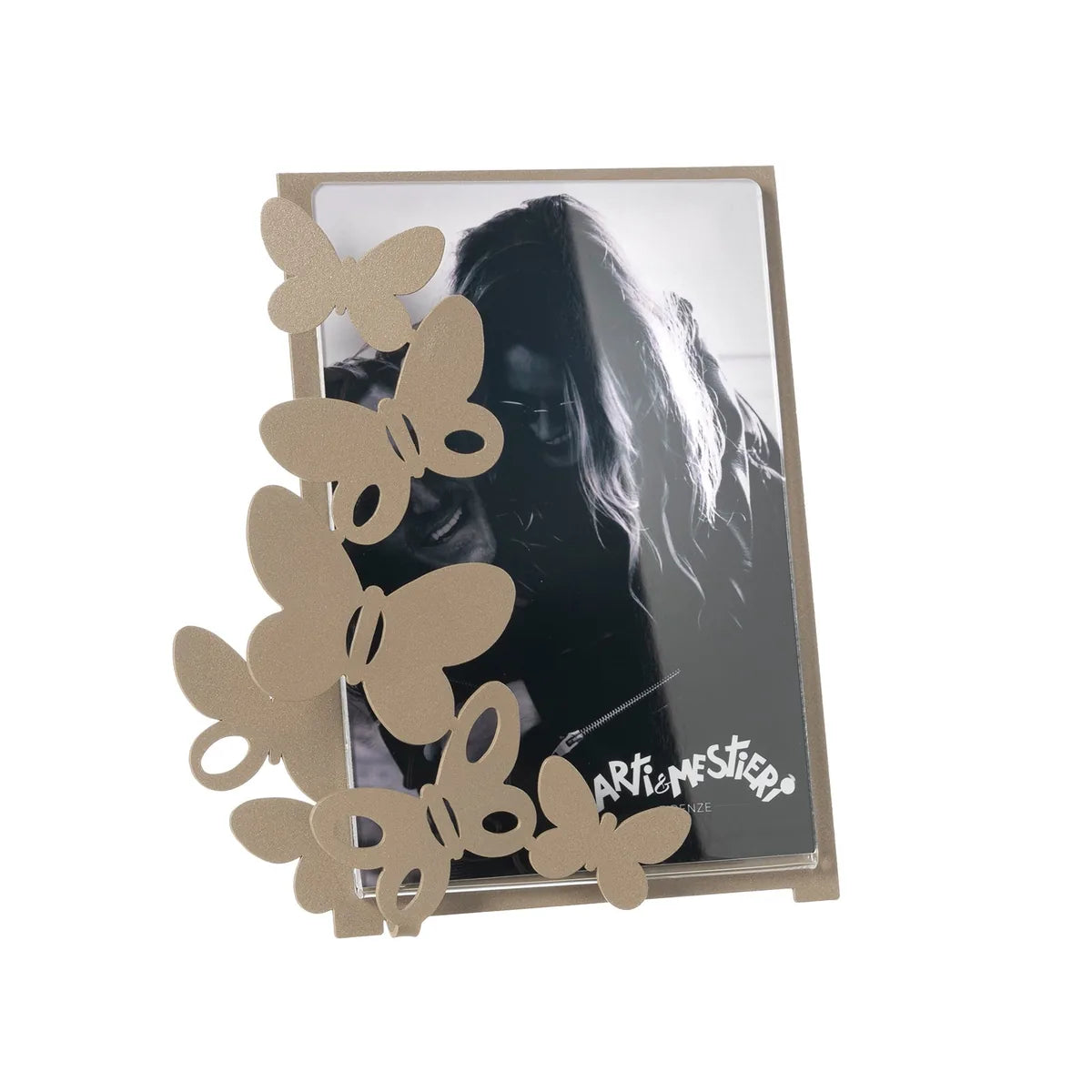 Arti & Mestieri portafoto design Butterfly piccolo ferro farfalle Beige Bianco