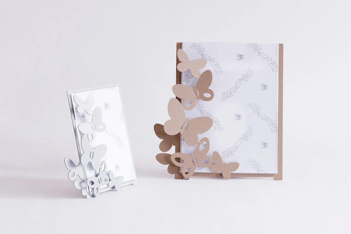 Arti & Mestieri portafoto design Butterfly piccolo ferro farfalle Beige Bianco