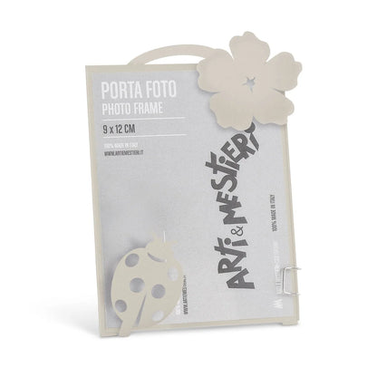 Arti & Mestieri - Bomboniera Di Design Portafoto Coccinella in ferro con decorazione coccinella e fiore - Stilmobili