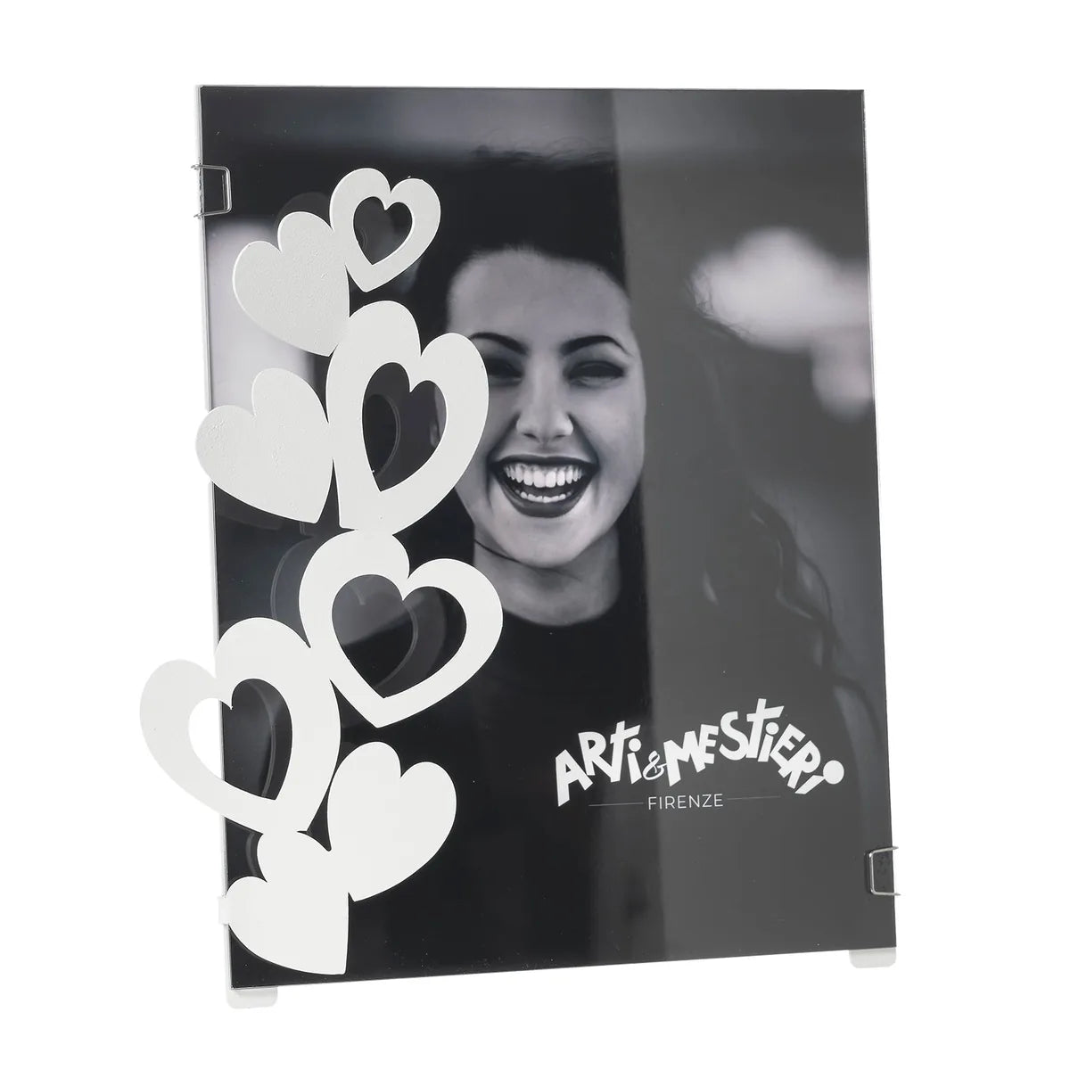 Arti & Mestieri portafoto design Cuori Grande in ferro bianco e rosso - Stilmobili