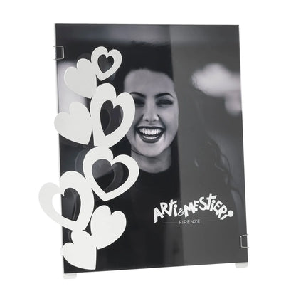 Arti & Mestieri portafoto design Cuori Grande in ferro bianco e rosso - Stilmobili