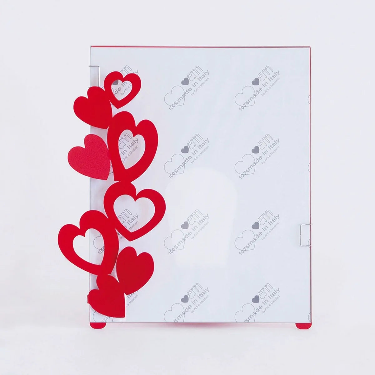 Arti & Mestieri portafoto design Cuori Grande in ferro bianco e rosso - Stilmobili