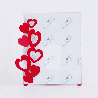 Arti & Mestieri portafoto design Cuori Grande in ferro bianco e rosso - Stilmobili