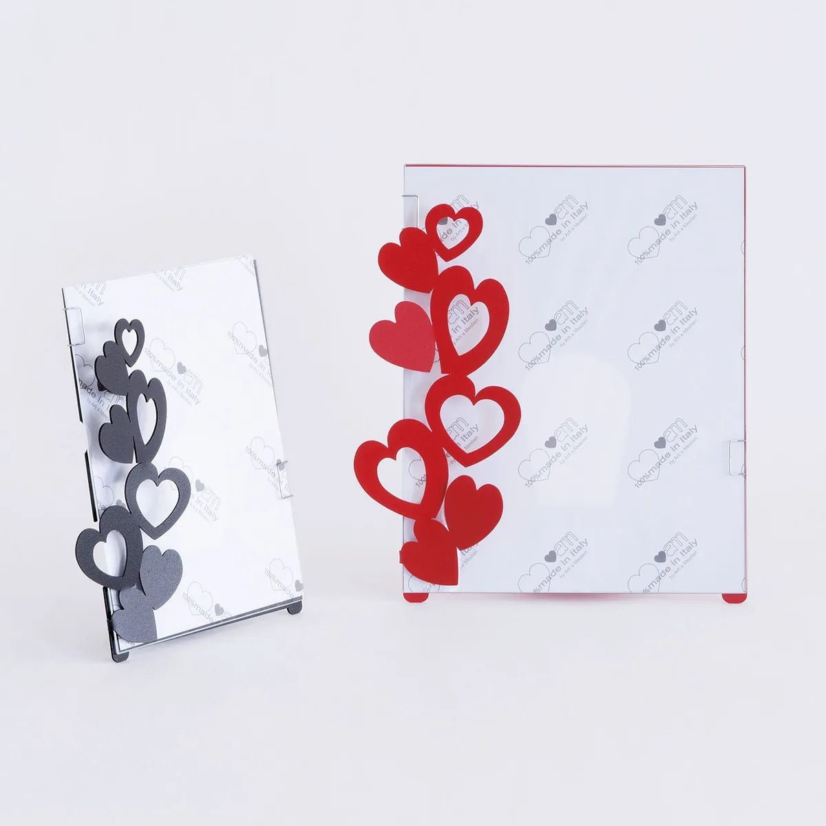 Arti & Mestieri Portafoto Design Cuori Piccolo in ferro Bianco e Rosso