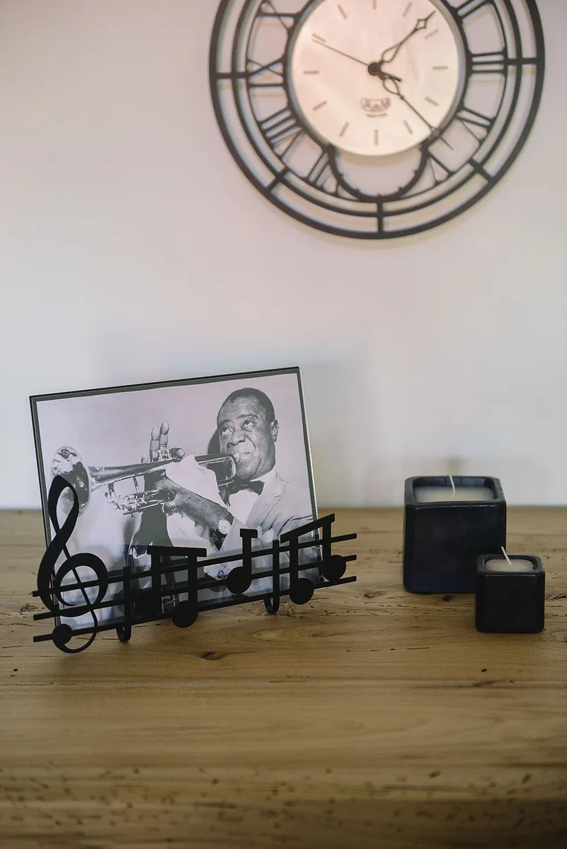 Arti & Mestieri - Portafoto di design Musica piccolo in ferro nero con note musicali